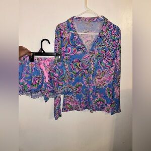 Lilly Pulitzer Pajama Set PJs Women’s Mermaid Grotto Size S/XS READ DESCRIPTION